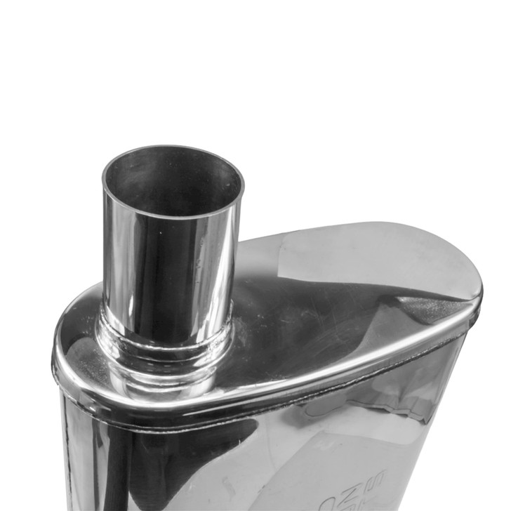 2.5" 63mm 4" x 9" Oval x 14" C/O Profusion 304 Stainless Steel Exhaust Silencer