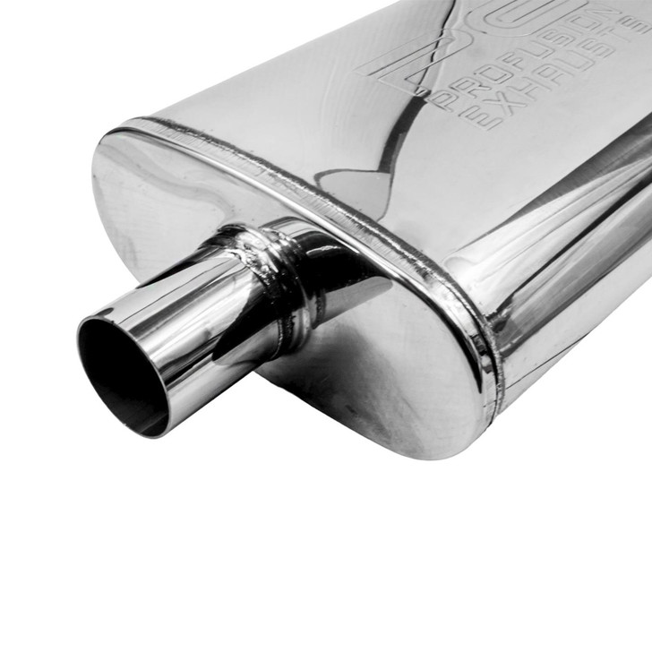 2.25" 57mm 4" x 9" Oval x 14" Profusion 304 Stainless Steel Exhaust Silencer