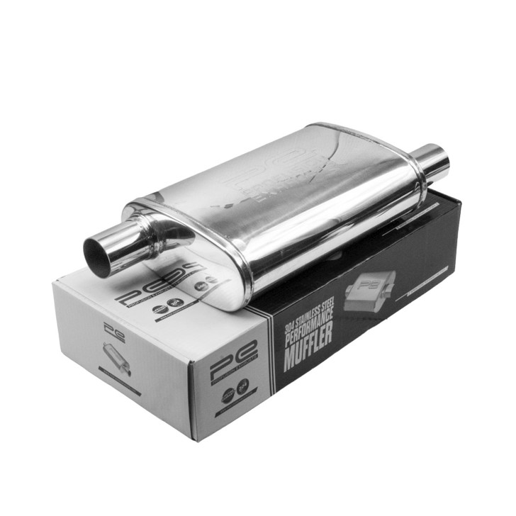 2.5" 63mm 4" x 9" Oval x 14" O/O Profusion 304 Stainless Steel Exhaust Silencer