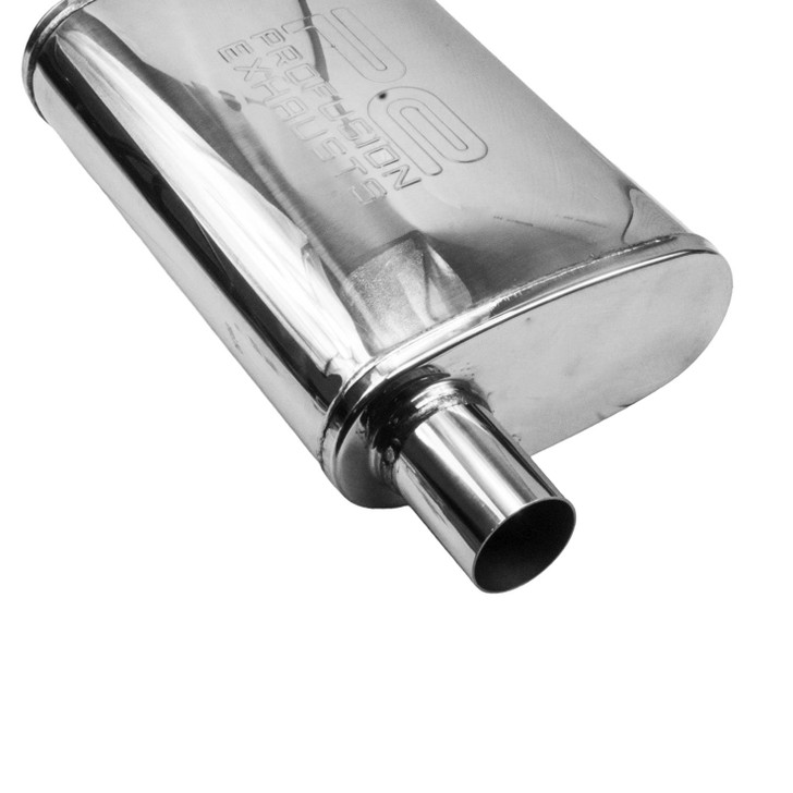 2.5" 63mm 4" x 9" Oval x 14" O/O Profusion 304 Stainless Steel Exhaust Silencer