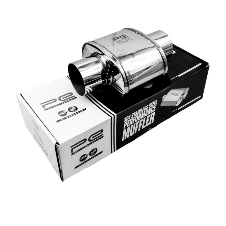 2.5" 63mm 5" x 8" Oval x 6" Profusion 304 Stainless Steel Exhaust Silencer