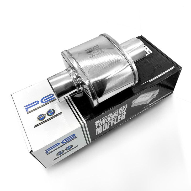 2.25" 57mm 5" x 8" Oval x 6" Profusion 304 Stainless Steel Exhaust Silencer