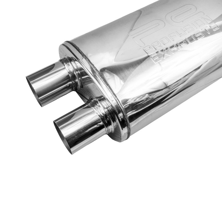 2.5" 63mm 5" x 8" Oval x 14" D/D Profusion 304 Stainless Steel Exhaust Silencer