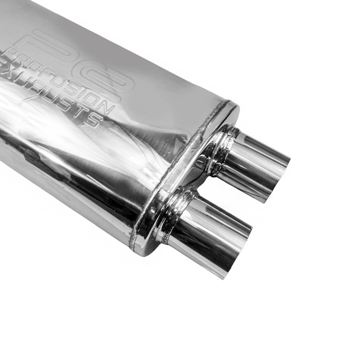 2.5" 63mm 5" x 8" Oval x 14" D/D Profusion 304 Stainless Steel Exhaust Silencer