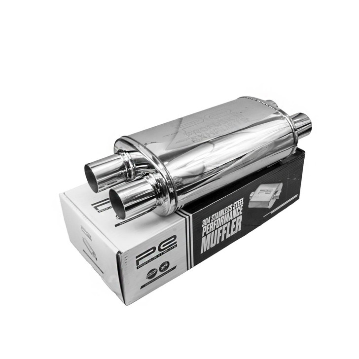 2.5" 63mm 5" x 8" Oval x 14" D/D Profusion 304 Stainless Steel Exhaust Silencer