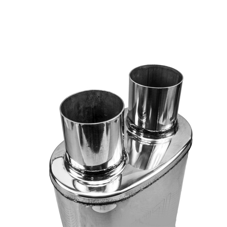 2.5" 63mm 5" x 8" Oval x 11" Same End O/O Profusion 304 Stainless Steel Exhaust Silencer
