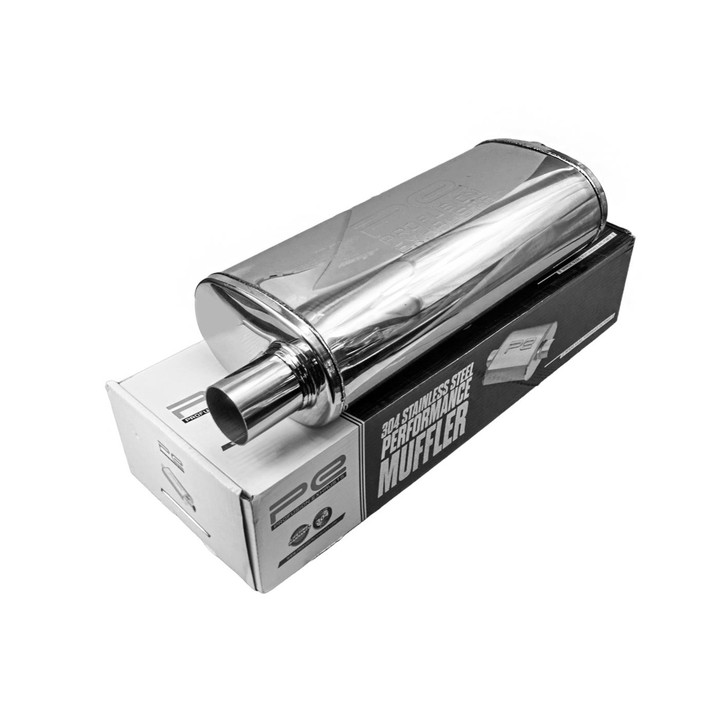 3" 76mm 5" x 8" Oval x 18" O/O Profusion 304 Stainless Steel Exhaust Silencer