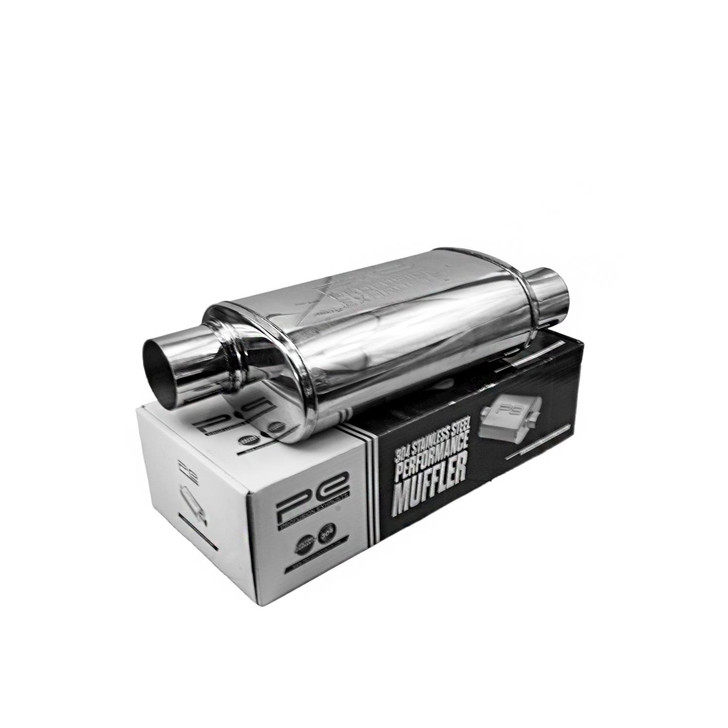 3" 76mm 5" x 8" Oval x 14" O/O Profusion 304 Stainless Steel Exhaust Silencer