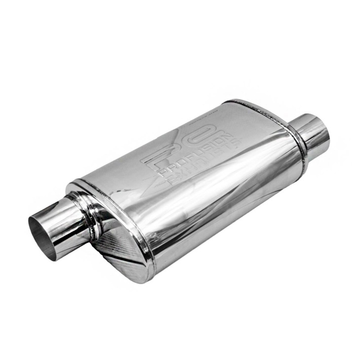 3" 76mm 5" x 8" Oval x 14" O/O Profusion 304 Stainless Steel Exhaust Silencer
