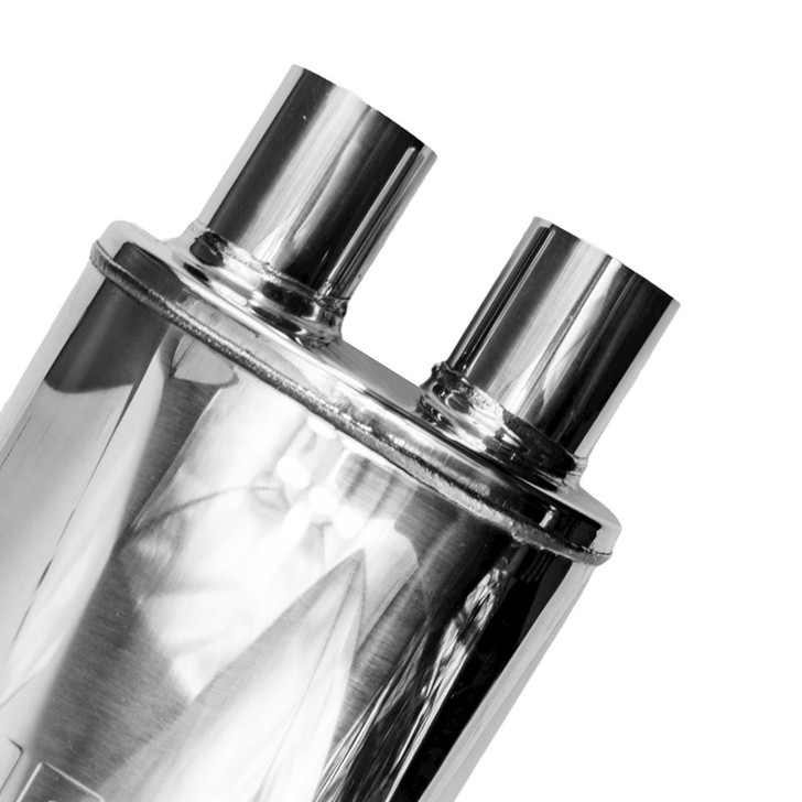 2.5" 63mm 5" x 8" Oval x 18" D/D Profusion 304 Stainless Steel Exhaust Silencer