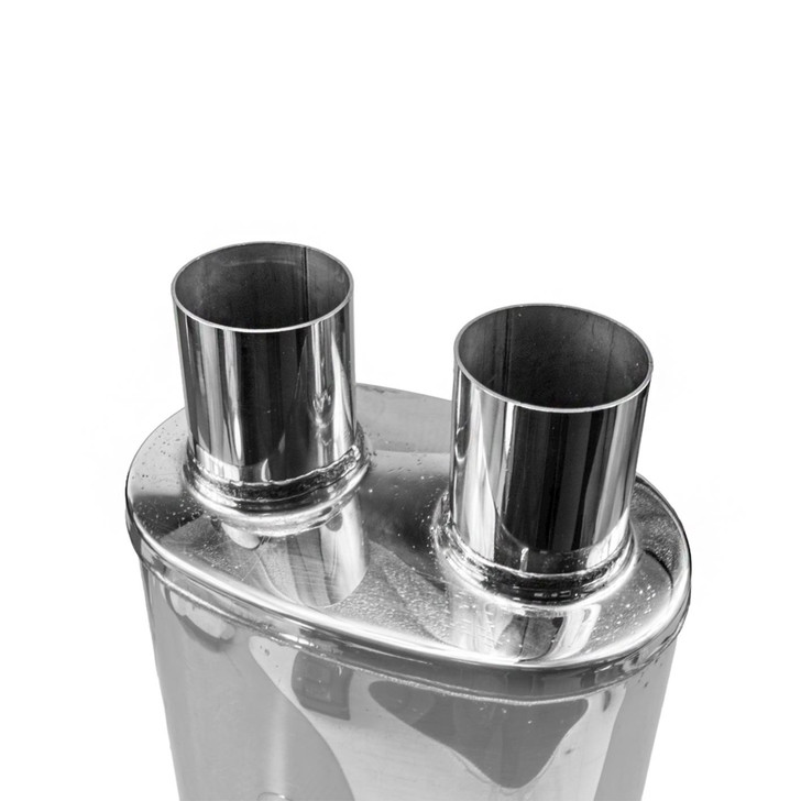 2.5" 63mm 5" x 8" Oval x 18" D/D Profusion 304 Stainless Steel Exhaust Silencer