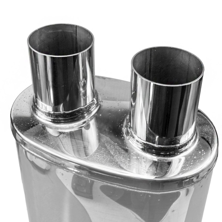 2.5" 63mm 5" x 8" Oval x 18" D/D Profusion 304 Stainless Steel Exhaust Silencer