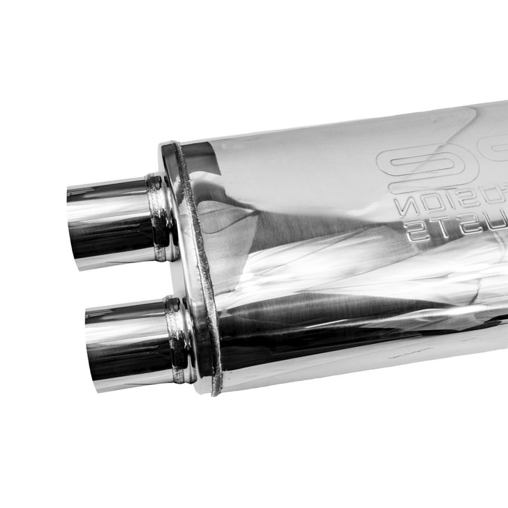 2.5" 63mm 5" x 8" Oval x 18" D/D Profusion 304 Stainless Steel Exhaust Silencer