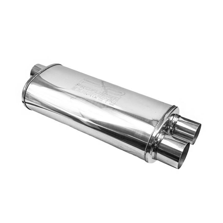 2.5"  63mm 2.25 outlet 5" x 8" Oval x 18" S/D Profusion 304 Stainless Steel Exhaust Silencer