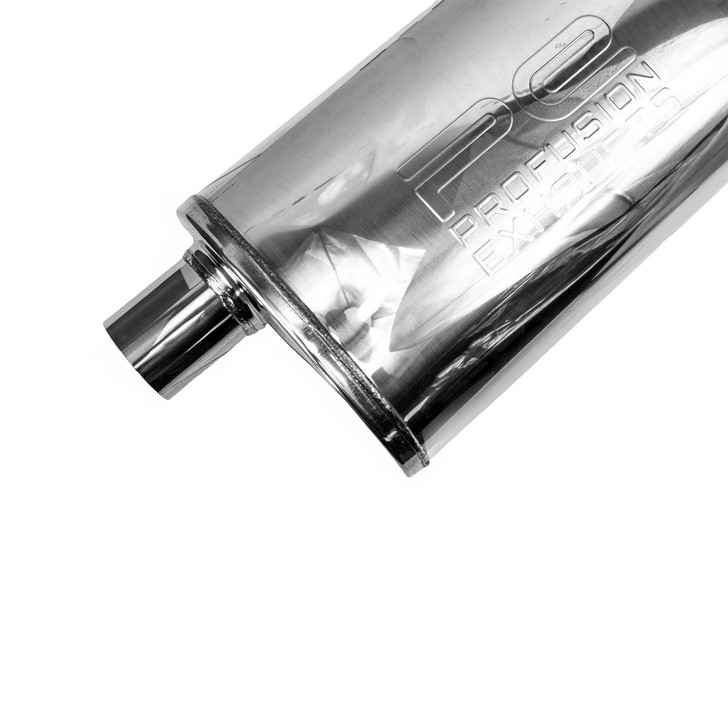 2" 51mm 5" x 8" Oval x 14" C/O Profusion 304 Stainless Steel Exhaust Silencer