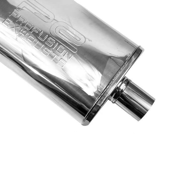 2" 51mm 5" x 8" Oval x 14" C/O Profusion 304 Stainless Steel Exhaust Silencer
