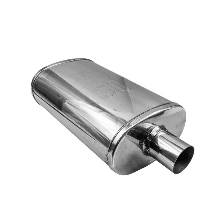 2" 51mm 5" x 8" Oval x 14" Profusion 304 Stainless Steel Exhaust Silencer