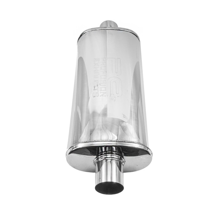 2.25" 57mm 5" x 8" Oval x 18" Profusion 304 Stainless Steel Exhaust Silencer