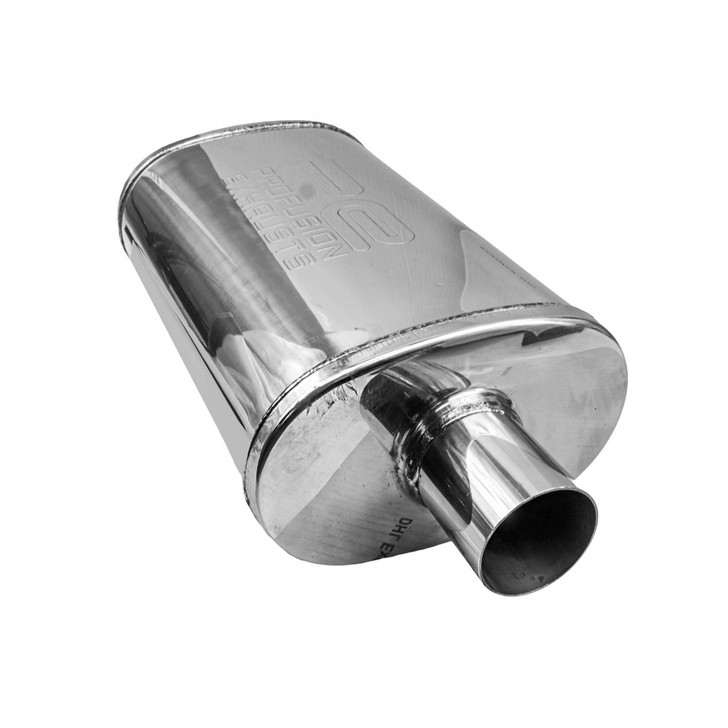 2.5" 63mm 5" x 8" Oval x 14" Profusion 304 Stainless Steel Exhaust Silencer