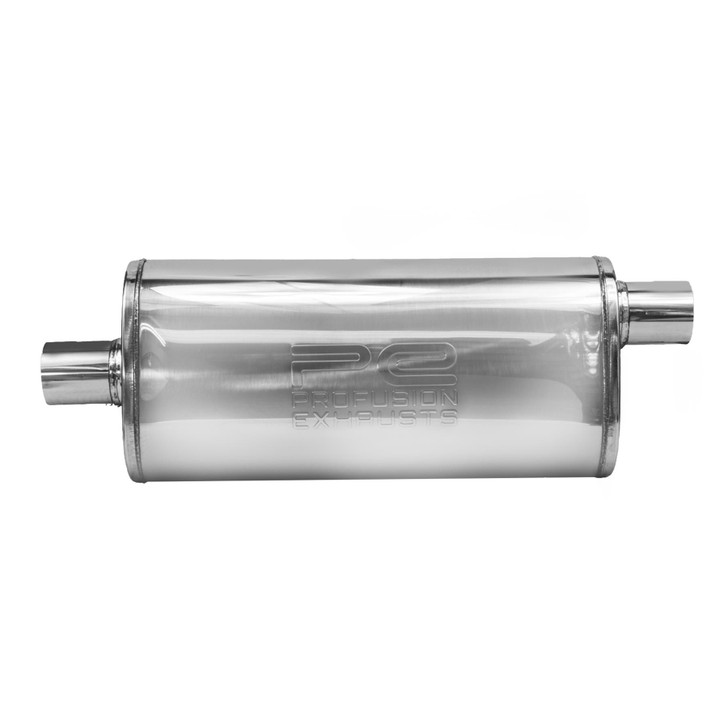 2.5" 63mm 5" x 8" Oval x 18" C/O Profusion 304 Stainless Steel Exhaust Silencer