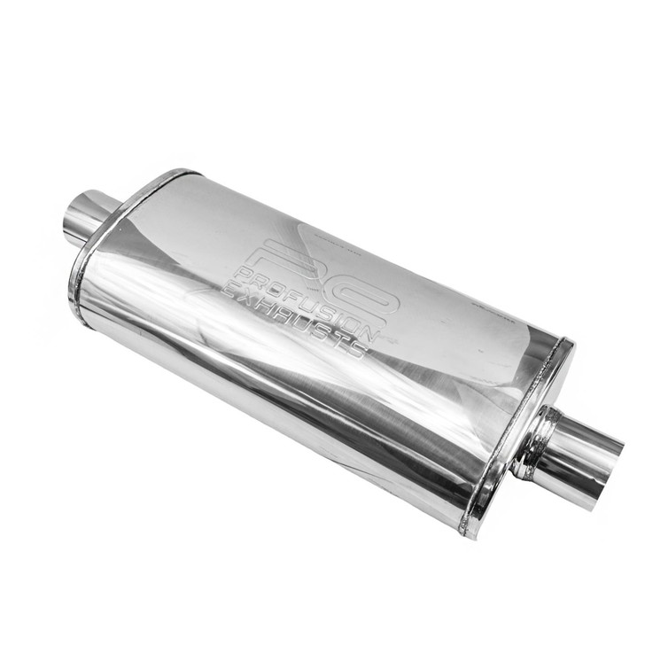 2" 51mm 5" x 8" Oval x 18" Profusion 304 Stainless Steel Exhaust Silencer
