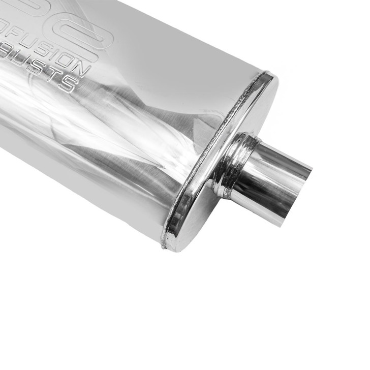 2" 51mm 5" x 8" Oval x 18" Profusion 304 Stainless Steel Exhaust Silencer