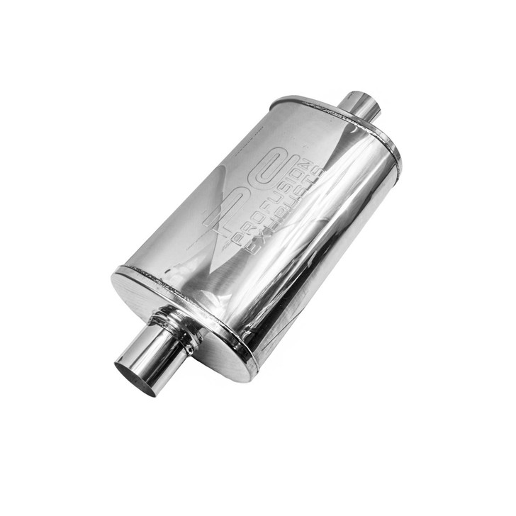 2.25" 57mm 5" x 8" Oval x 14" Profusion 304 Stainless Steel Exhaust Silencer