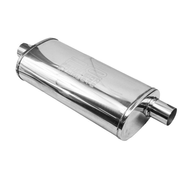 2" 51mm 5" x 8" Oval x 18" C/O Profusion 304 Stainless Steel Exhaust Silencer