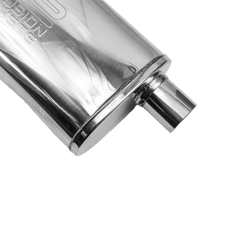 2" 51mm 5" x 8" Oval x 18" C/O Profusion 304 Stainless Steel Exhaust Silencer