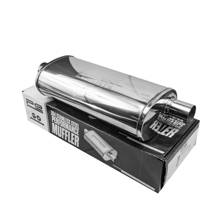 2" 51mm 5" x 8" Oval x 18" C/O Profusion 304 Stainless Steel Exhaust Silencer