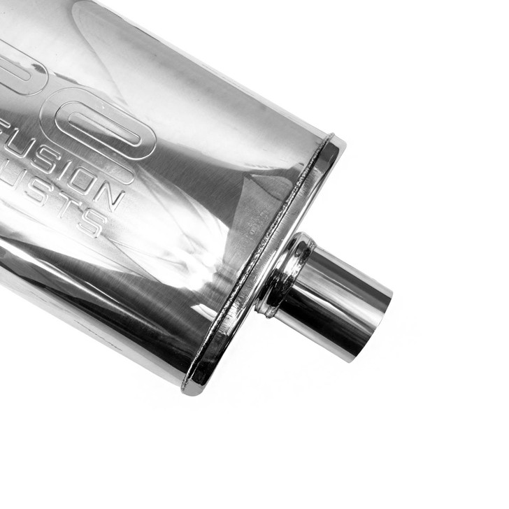 2.5" 63mm 5" x 8" Oval x 14" C/O Profusion 304 Stainless Steel Exhaust Silencer