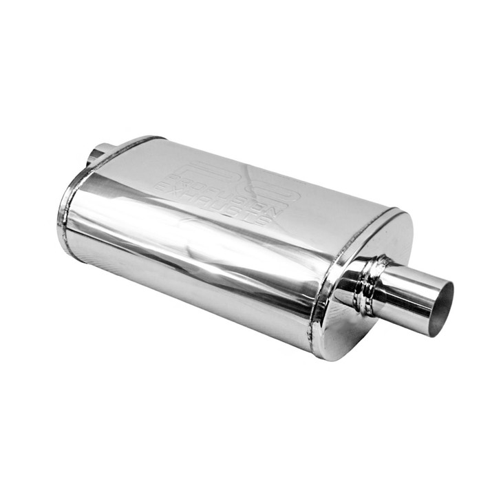 2.5" 63mm 5" x 8" Oval x 14" C/O Profusion 304 Stainless Steel Exhaust Silencer