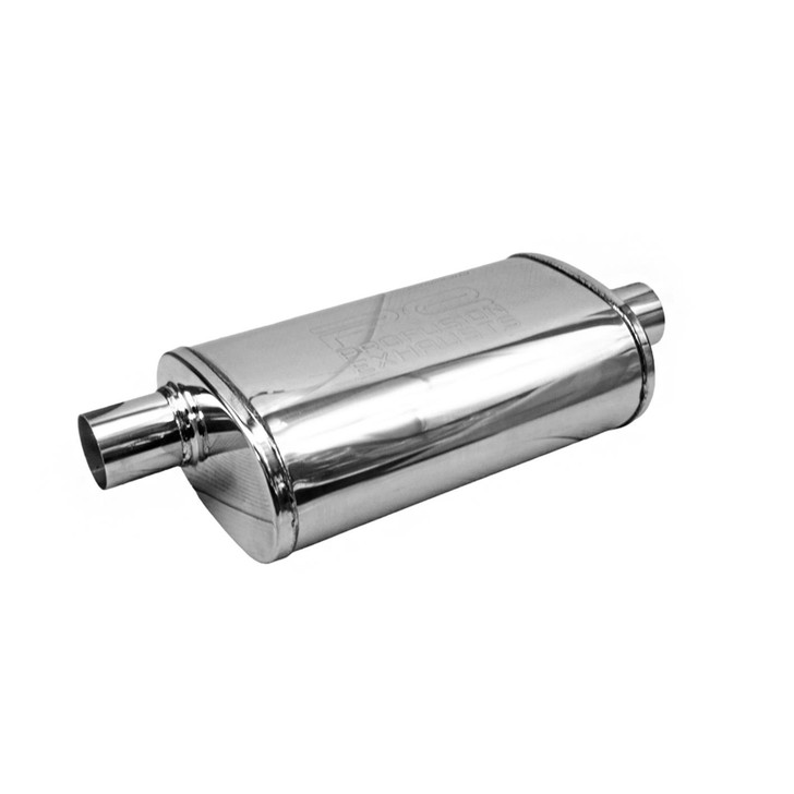 2.5" 63mm 5" x 8" Oval x 14" C/O Profusion 304 Stainless Steel Exhaust Silencer
