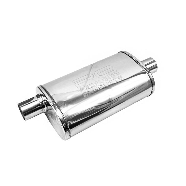 2.5" 63mm 5" x 8" Oval x 14" C/O Profusion 304 Stainless Steel Exhaust Silencer