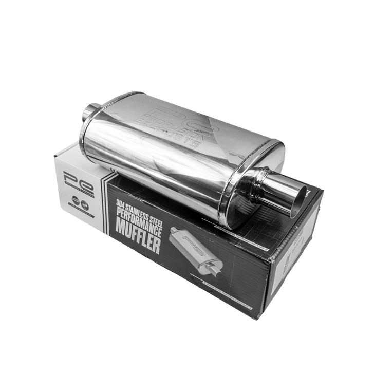 3" 76mm 5" x 8" Oval x 14" Profusion 304 Stainless Steel Exhaust Silencer