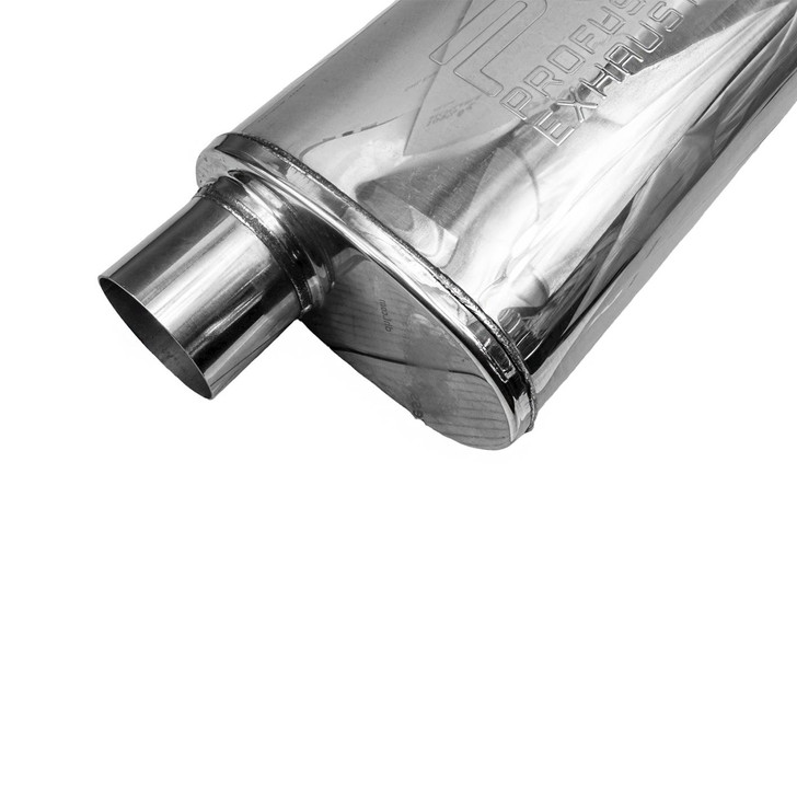 3" 76mm 5" x 8" Oval x 14" C/O Profusion 304 Stainless Steel Exhaust Silencer