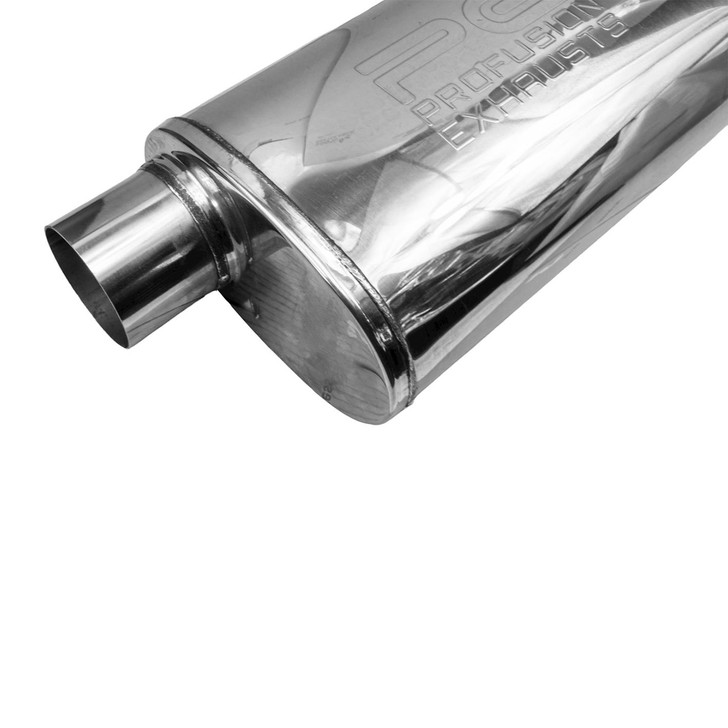 3" 76mm 5" x 8" Oval x 14" C/O Profusion 304 Stainless Steel Exhaust Silencer