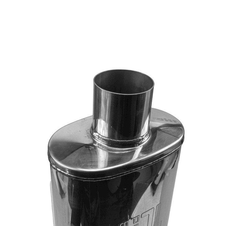 3" 76mm 5" x 8" Oval x 14" C/O Profusion 304 Stainless Steel Exhaust Silencer