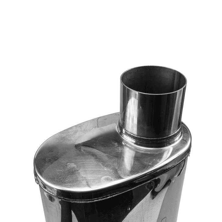 3" 76mm 5" x 8" Oval x 14" C/O Profusion 304 Stainless Steel Exhaust Silencer