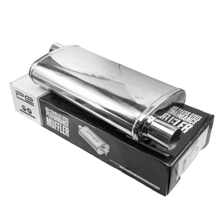 2.25" 57mm 4"x 9" Oval x 18" O/O Profusion 304 Stainless Steel Exhaust Silencer