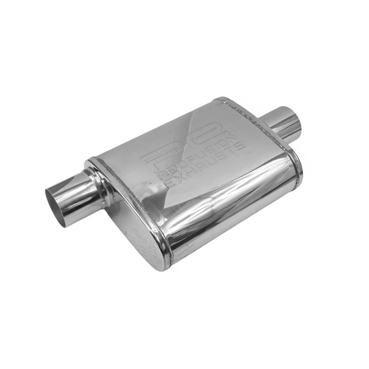 2.25" 57mm 4"x 9" Oval x 11" C/O Profusion 304 Stainless Steel Exhaust Silencer