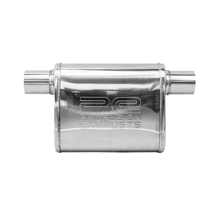 2.25" 57mm 4"x 9" Oval x 11" O/O Profusion 304 Stainless Steel Exhaust Silencer