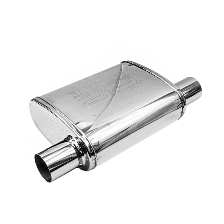 2.25" 57mm 4"x 9" Oval x 11" O/O Profusion 304 Stainless Steel Exhaust Silencer