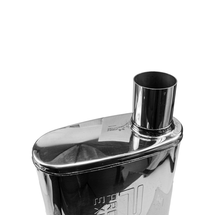 2.25" 57mm 4"x 9" Oval x 11" O/O Profusion 304 Stainless Steel Exhaust Silencer