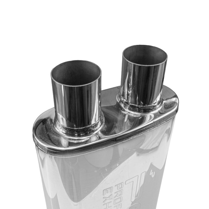 2.25" 57mm 4"x 9" Oval x 14" D/D Profusion 304 Stainless Steel Exhaust Silencer