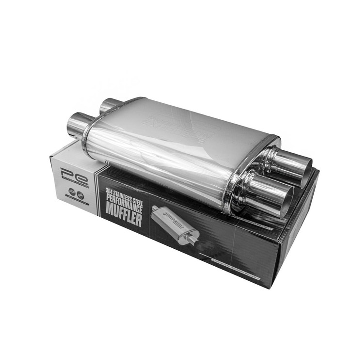 2.25" 57mm 4"x 9" Oval x 14" D/D Profusion 304 Stainless Steel Exhaust Silencer