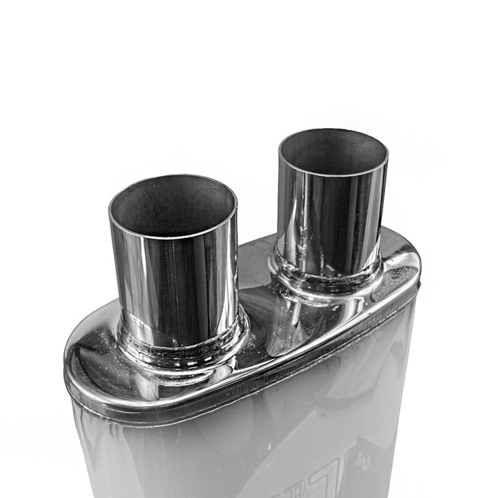 2.25" 57mm 4"x 9" Oval x 14" D/D Profusion 304 Stainless Steel Exhaust Silencer