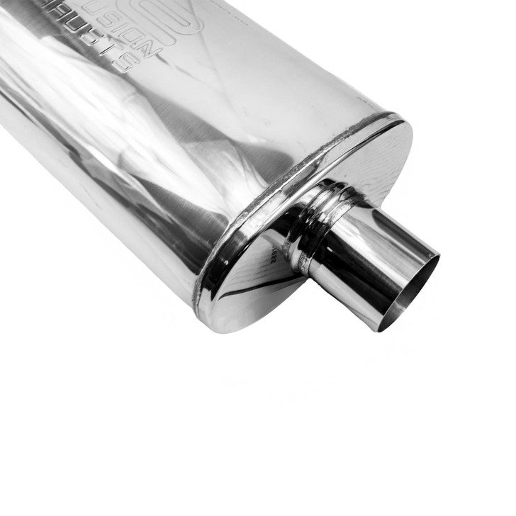 2.25" 57mm 5x 8 Oval x 14" Y Pipe Profusion 304 Stainless Steel Exhaust Silencer