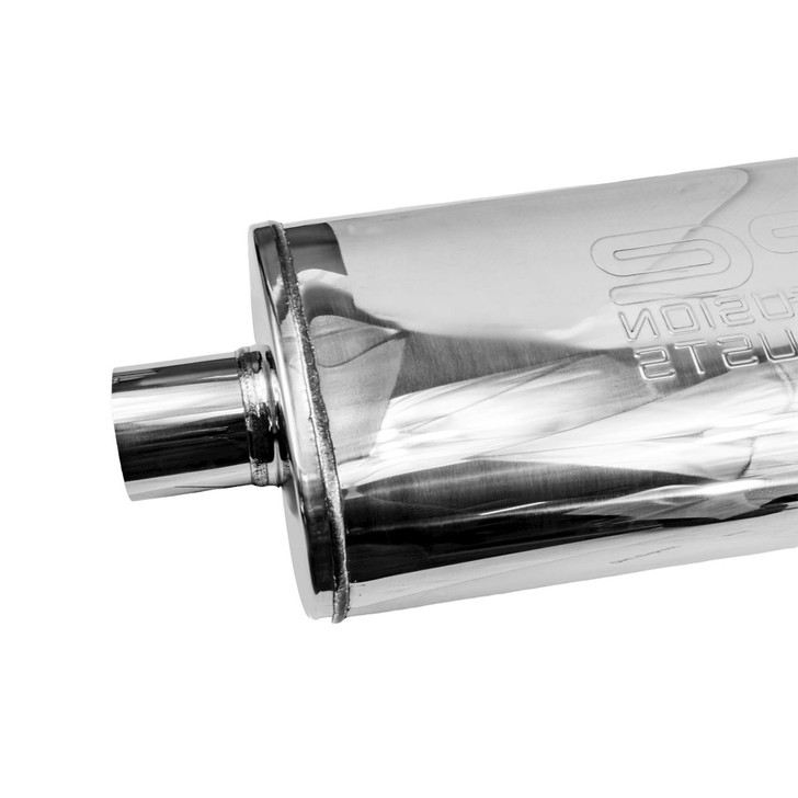 2.25" 57mm 5x 8 Oval x 14" Y Pipe Profusion 304 Stainless Steel Exhaust Silencer