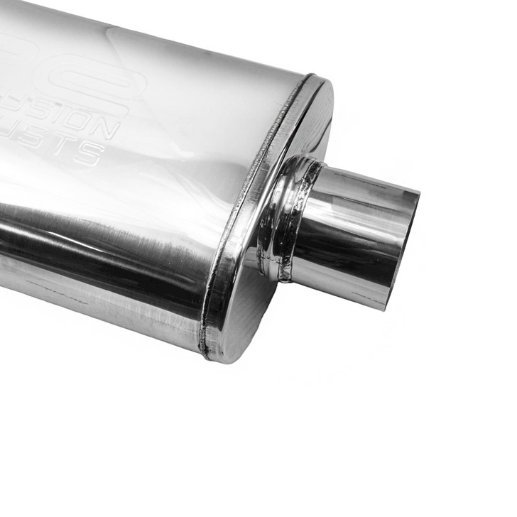 3" 76mm 5"x 8" Oval x 14" Y Pipe Profusion 304 Stainless Steel Exhaust Silencer